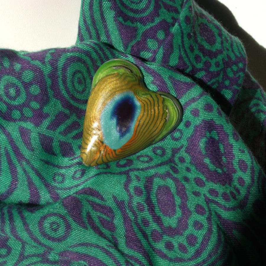 Peacock Heart Pin