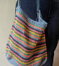 Crocheted stripy summer shoulder bag 