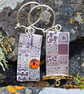 Amber earrings, handmade sterling silver earrings, asymmetrical, gemstone choice