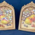 Worcester Fruit . Pair of framed original watercolours by Christopher Hughes 