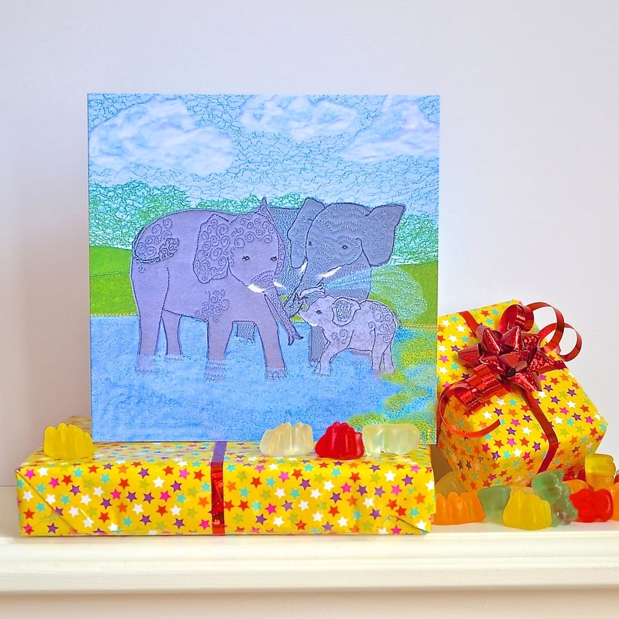 Colourful Elephant birthday card