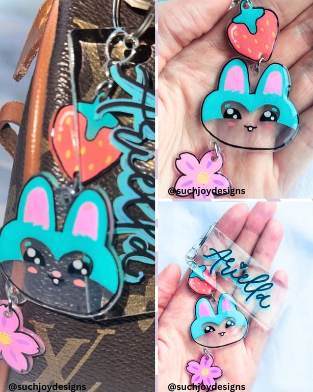 Custom Keychain Personalised school bag keyring party placenames