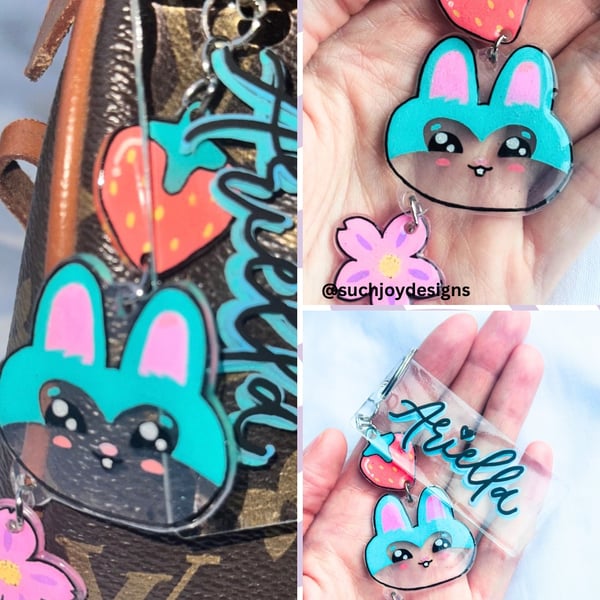 Custom Keychain Personalised school bag keyring party placenames