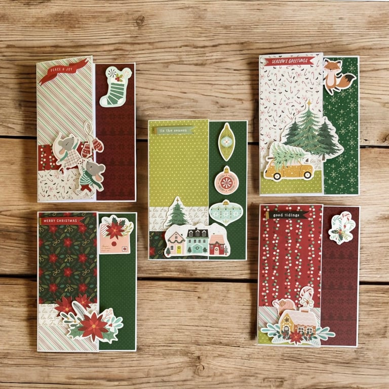 Mixed set of Christmas cards - Set of 5 Christmas cards 