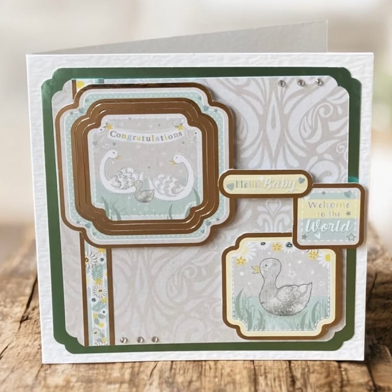 Baby Congratulations Card – Swan Design. Baby Girl. Baby Boy.