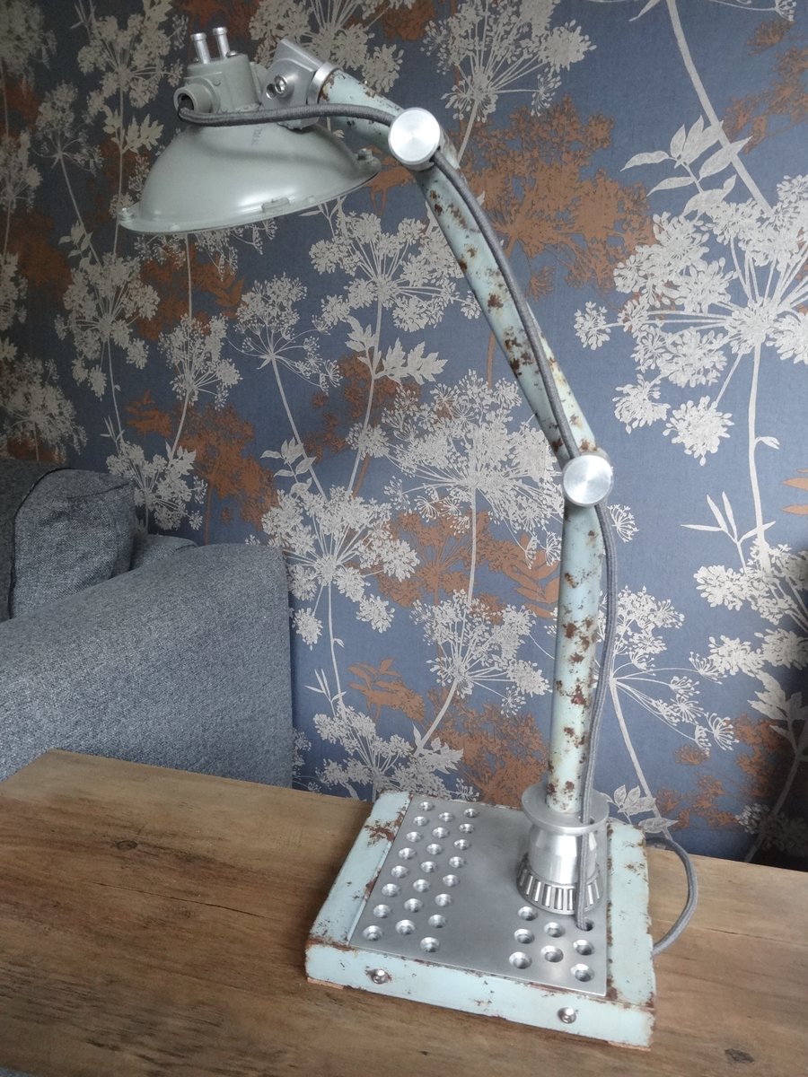 A one of a kind industrial desk, table lamp