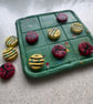 Handmade clay tik tak toe board and pieces bee and ladybug themed game - Image 1