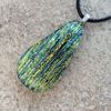 Handmade Fused Dichroic Glass Teardrop Pendant Necklace