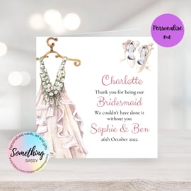 Personalised Wedding card for Maid of Honour or Bridesmaid