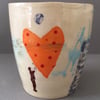 Vintage floral. Love heart. Handmade beaker. Graphic. Coffee lover. Colour.