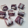 8 x Glass Lampwork Beads - Square - 12mm - Purple 