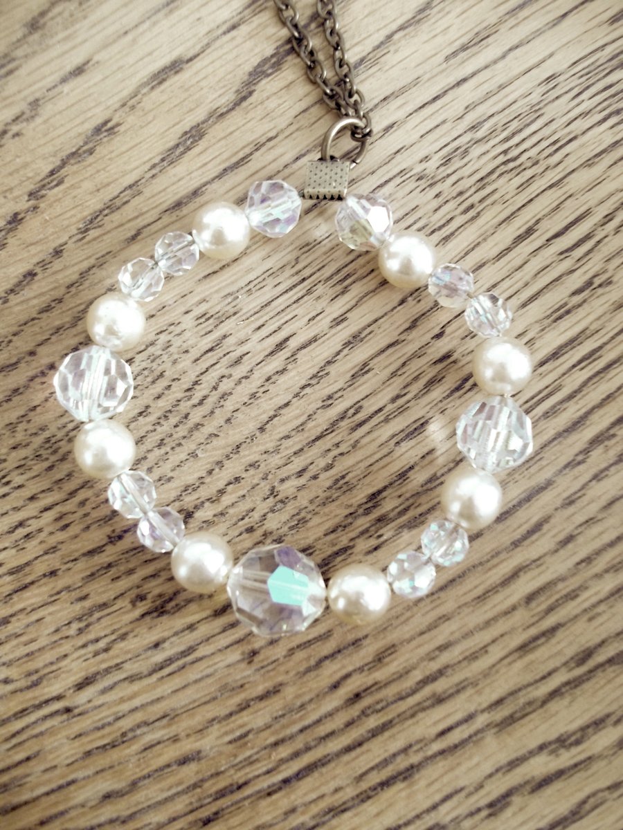 Vintage Pearls and Antique Crystal Glass Bead Christmas Tree Hanging Ornaments 