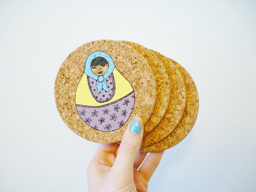 Free Postage - Set of Four Russian Doll Coasters
