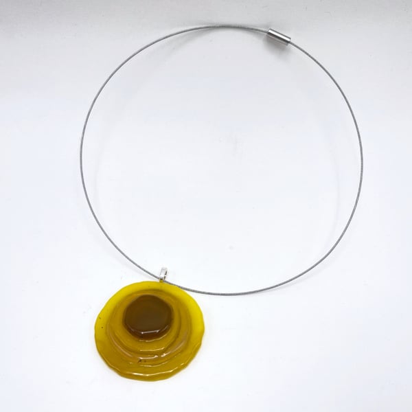 Fused Glass Sun Pendant Choker Necklace