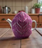 Pink & White Knitted tea cosy, 100% British Wool