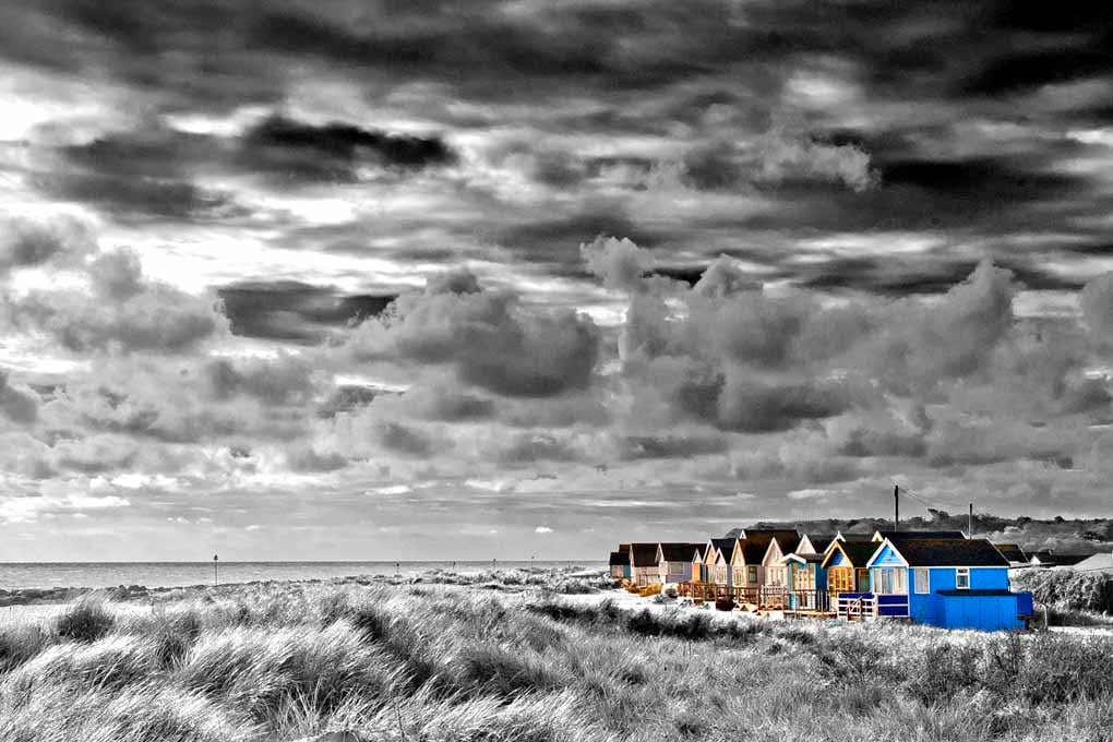 Beach Huts Hengistbury Head Dorset England UK 18"X12" Print