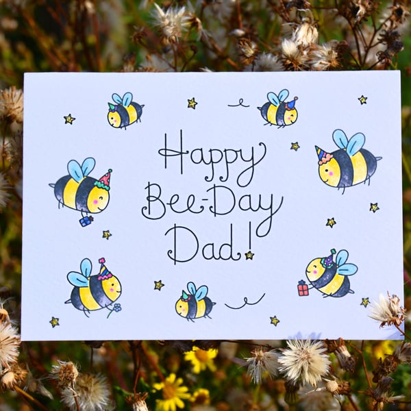 Dad Birthday Card, Happy Bee-Day!