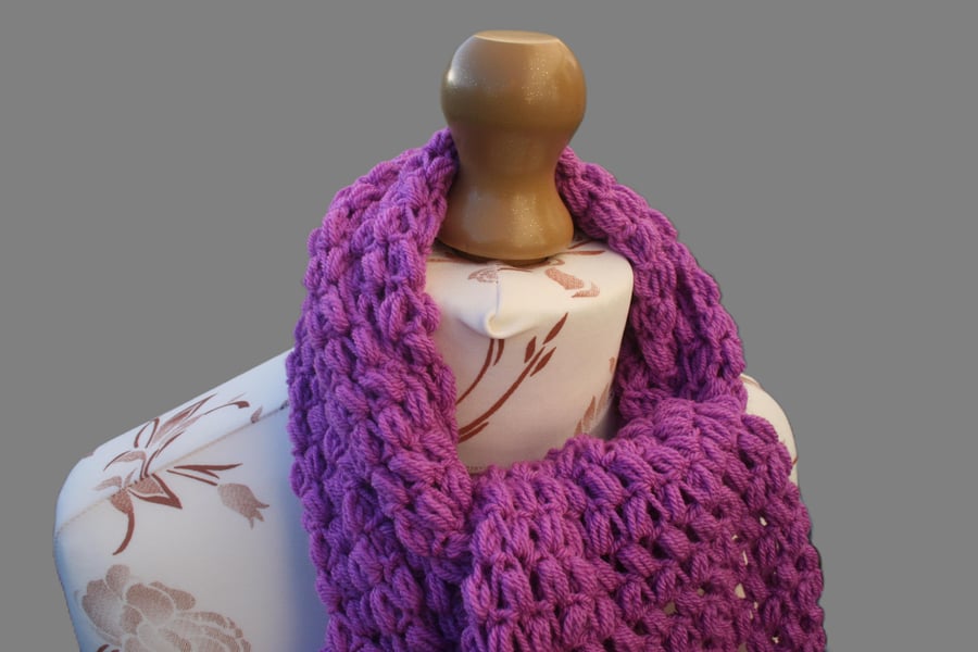 Orchid Bean Stitch Crochet Scarf