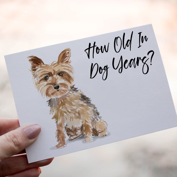 Yorkshire Terrier Dog Birthday Card, Dog Birthday Card