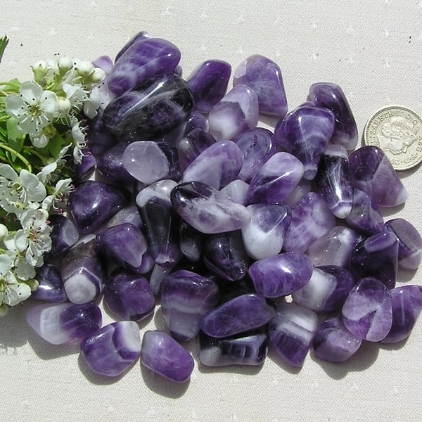 10 Amethyst Crystal Tumblestones - Craft - Chakra - Grids - Collecting