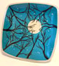 WINTER MOON HAND PAINTED STONEWARE CERAMIC DISH - Image 1