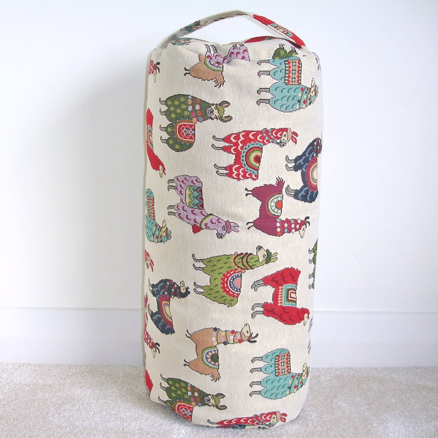 Yoga Bolster Cushion COVER ONLY 24"x9" Llama Exercise Pillow With Carry Handle