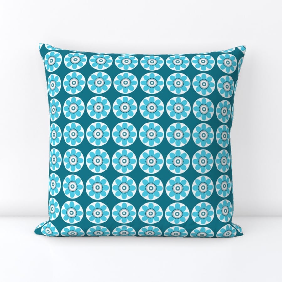 Blue Daisy Floral Cushion Cover