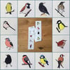 Garden bird fabric strip - 12 birds