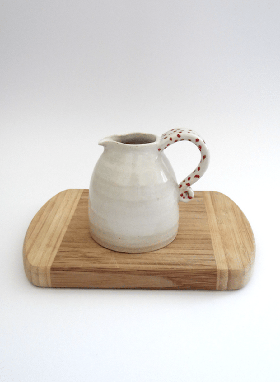 Rustic ceramic pourer creamer - handmade stoneware pottery - red & cream