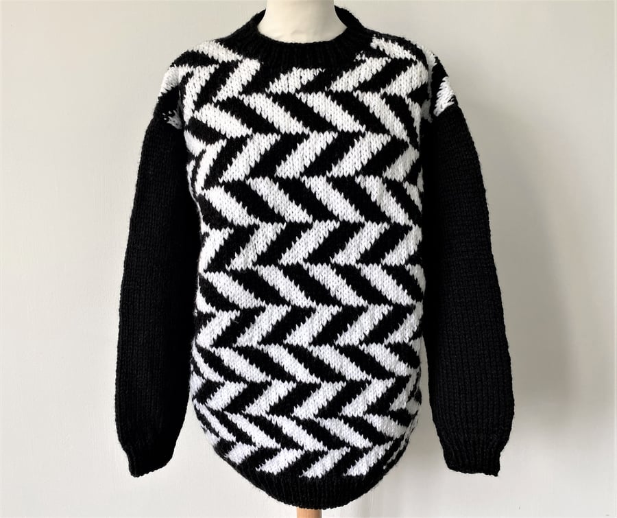 Zig Zag Hand knitted sweater by Bexknitwear