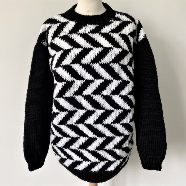 Zig Zag Hand knitted sweater by Bexknitwear