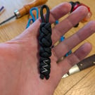 Black Gaucho knot into Diamond knot into stitched snakes knots.