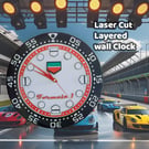 Modern Laser Cut Wall Clock Inspired by Tag Heuer Formula 1 Watch