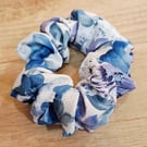 Handmade soft blue floral scrunchie
