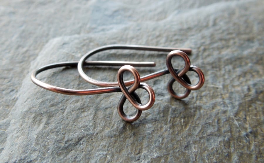  Handmade antique copper trefoil earwires x 10 pairs MADE TO ORDER