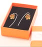 Flower earrings, recycled sterling silver and brass. - Image 2