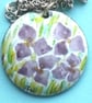 purple hydrangea flowers - painted enamel pendant - Image 3