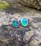 Opal and silver oval stud earrings - Image 3