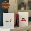 Christmas Card multipack 2 designs 6 cards man sledge car tree