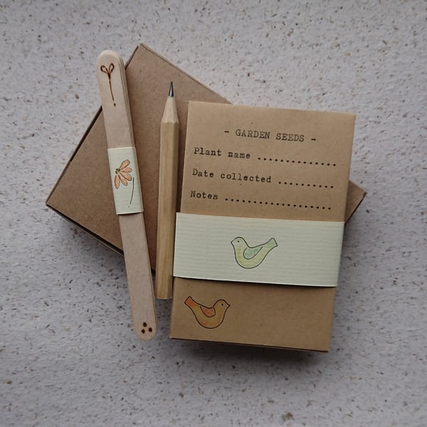 Plant labels & seed envelopes - plastic free gardening - little bird motif