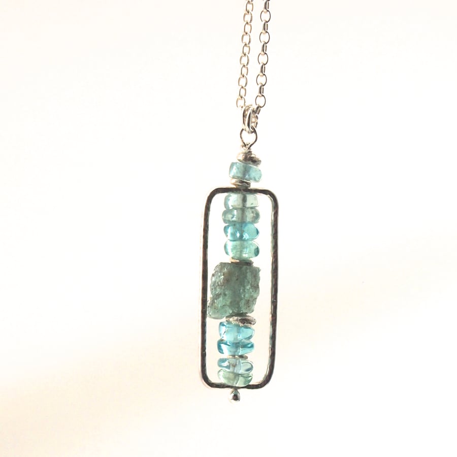 Silver and Apatite Stack Necklace