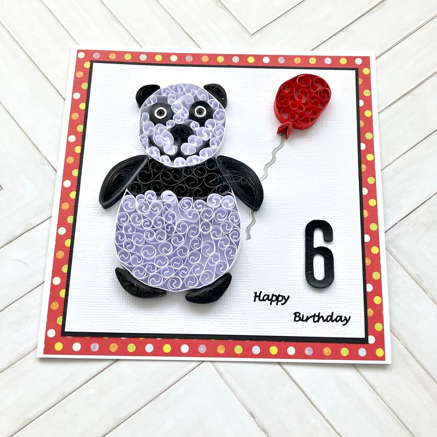 Quilled panda birthday card - age option