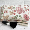 Make up bag, cosmetic bag with strawberries, flowers and butterflies
