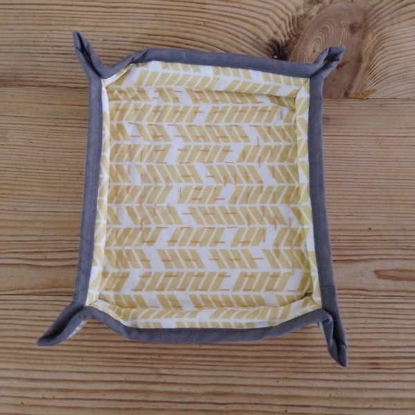 handmade fabric storage trays for use in the bedroom, bathroom or office.