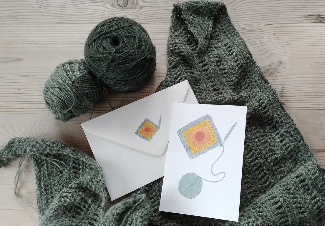 Greetings Card with Original Crochet Design