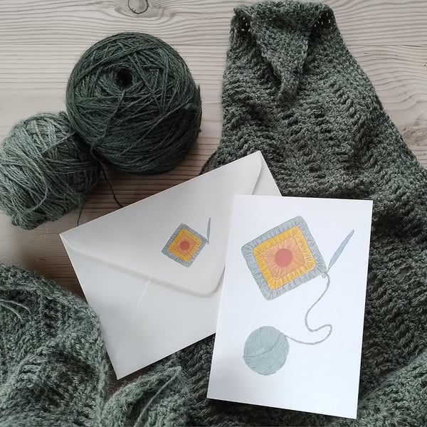 Greetings Card with Original Crochet Design