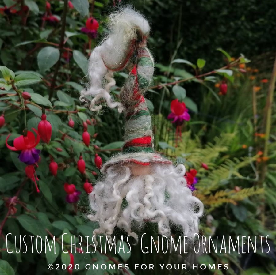 Custom Hand Felted Christmas Gnome Ornament. Made the way you want it.