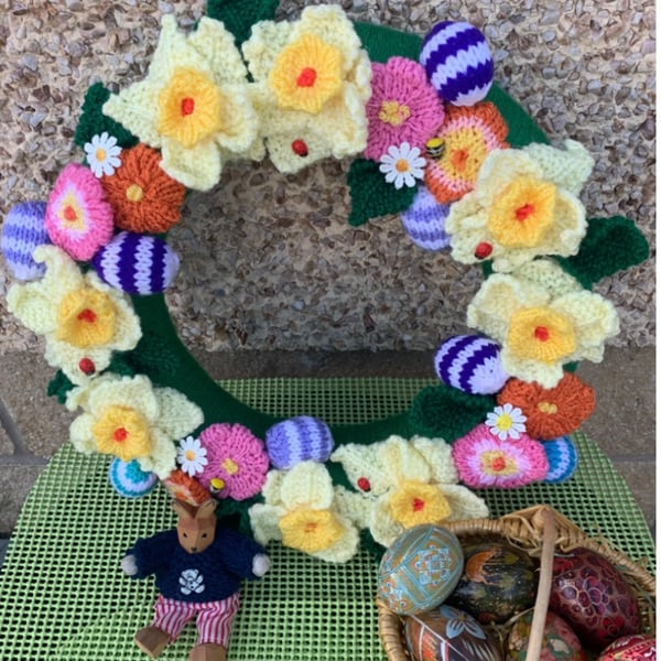 Handcrafted Easter wreath 13 inches 