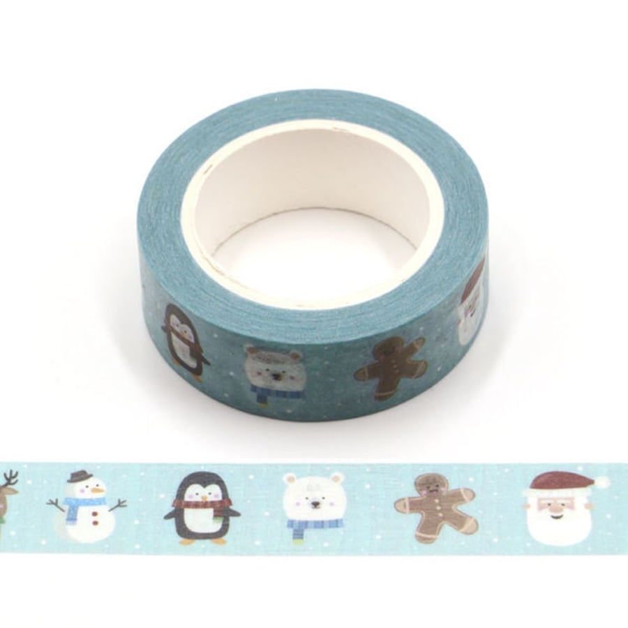 The Gingerbread Man and Friends Christmas Washi Tape UK Masking Trim 15mm x 10 M