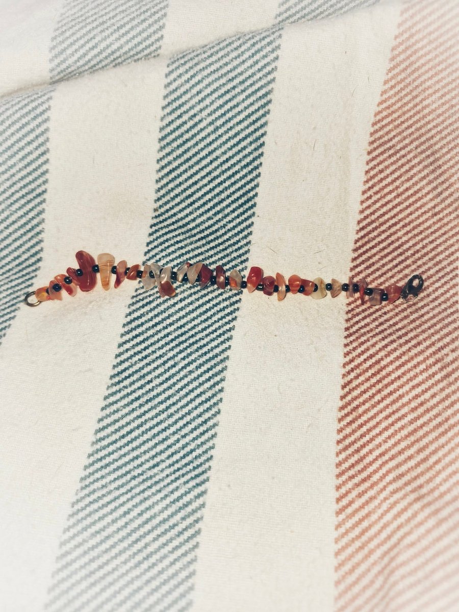 Handmade Mixed Stone Chip Bracelet – Warm Earth Tones with Lobster Clasp